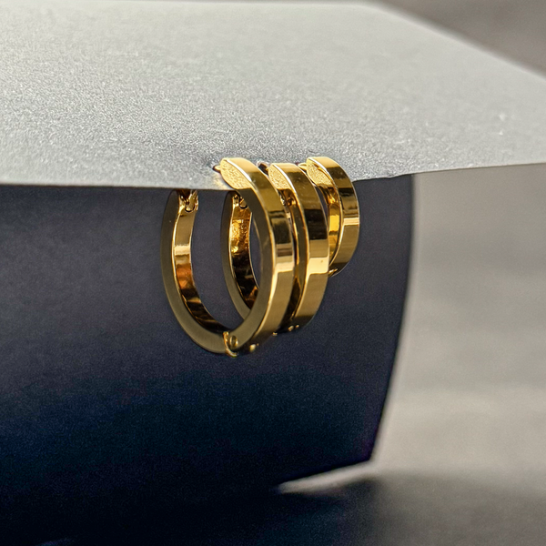 Brinco Trio Argolas Dourado – Aço Inoxidável